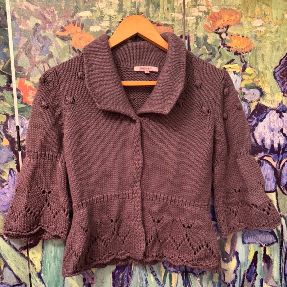 Hekla & Co. Purple Wool Cardigan - Made in Italy - US Size S